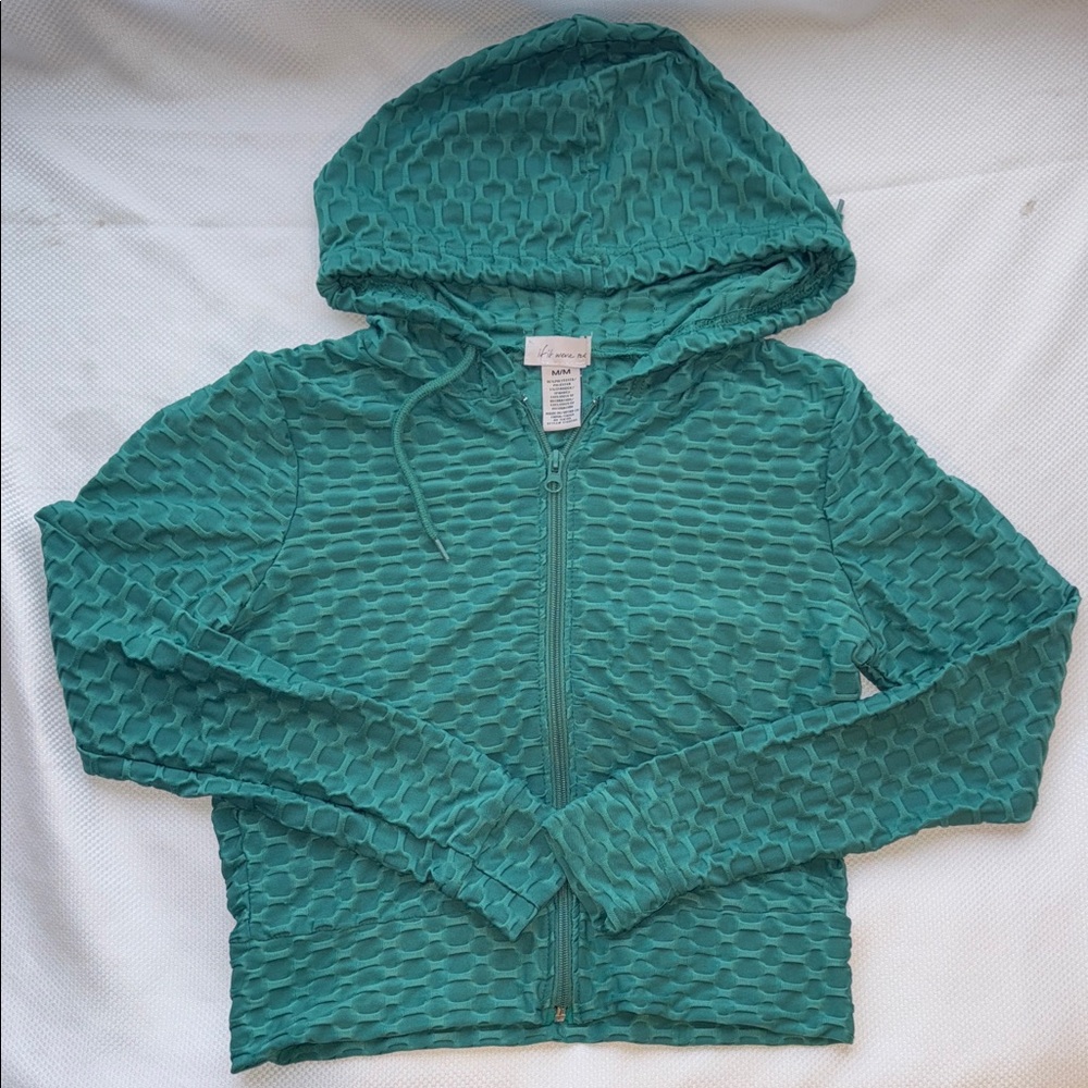 “If It Were Me”- Teal Textured Hoodie - Size Medium